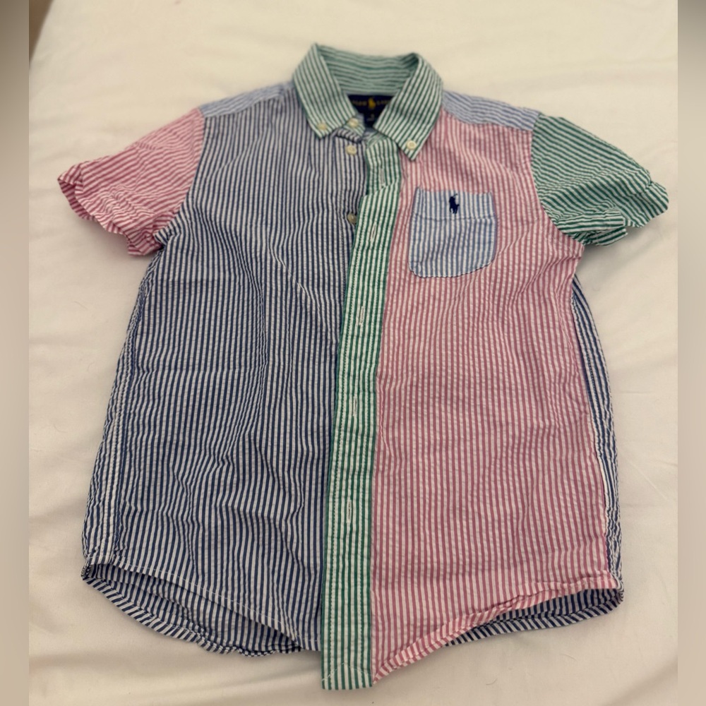 Ralph Lauren Red and Green Button Down Shirt with Preppy Style